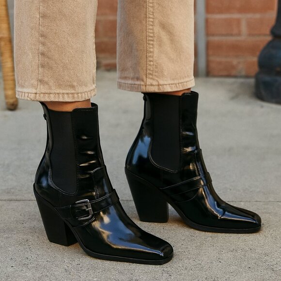 Sam Edelman Shoes - Sam Edelman Suzette Buckle Western Booties Black Size 7